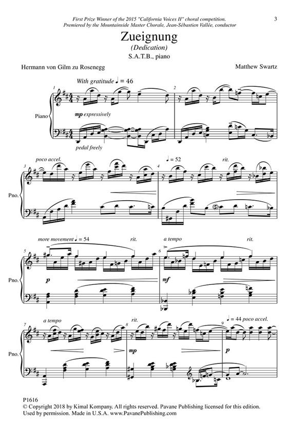 Zueignung - pro sbor SATB