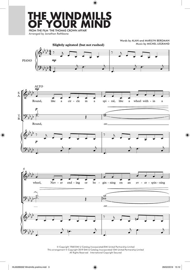 The Windmills of your Mind - Les moulins de mon coeur - pro sbor SATB