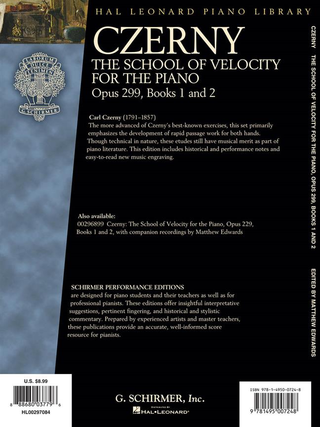 Czerny - School of Velocity, Op. 299 - For the Piano, Book 1 and 2 - pro klavír