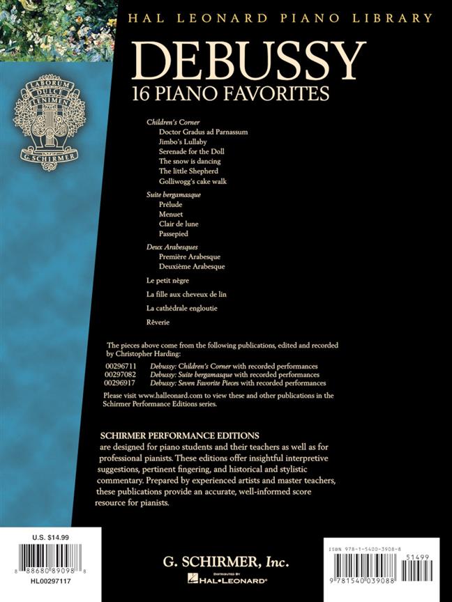 Debussy - 16 Piano Favorites - Edited by Christopher Harding - klasické skladby pro klavír