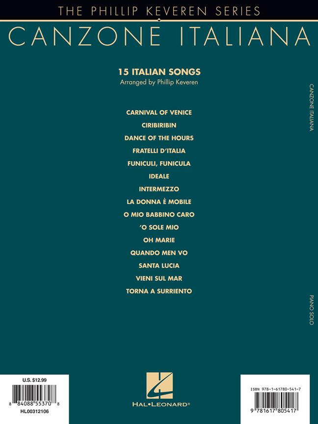 Canzone Italiana - 15 Italian Songs - The Phillip Keveren Series známé písně pro klavír