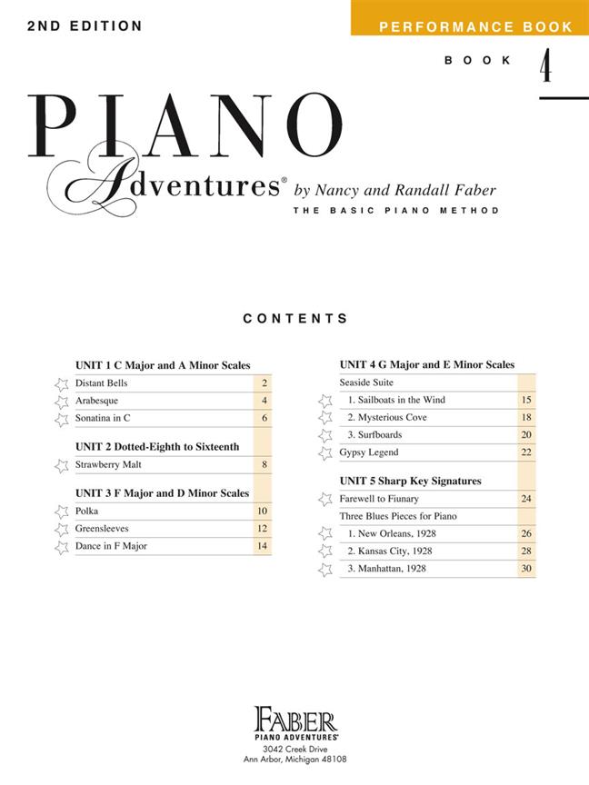 Piano Adventures Level 4 - Performance Book - 2nd Edition - škola hry na klavír