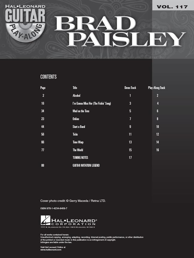 Brad Paisley - Guitar Play-Along Volume 117