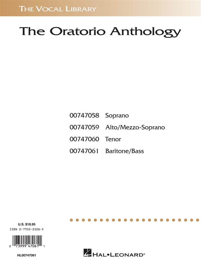 The Oratorio Anthology - noty pro hlas bariton