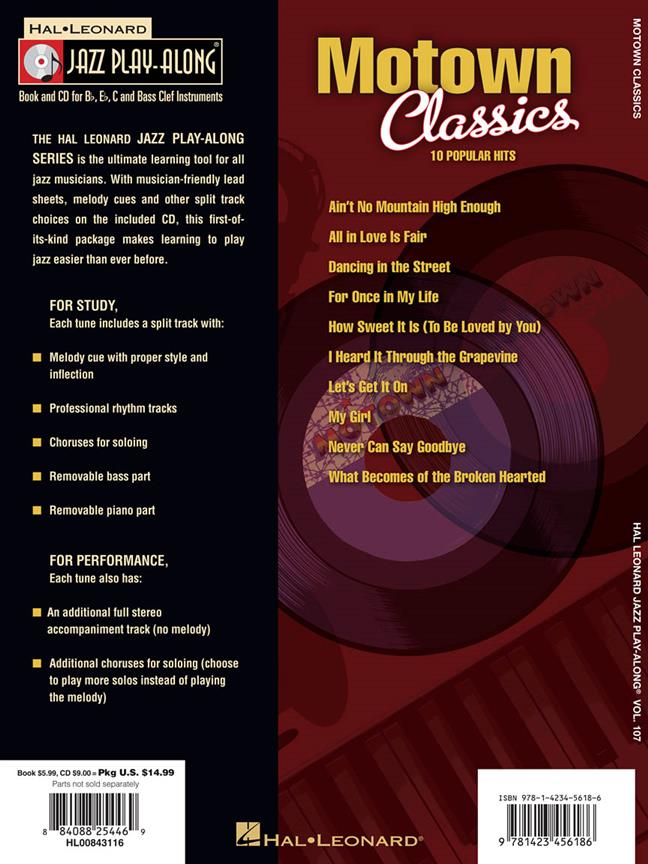 Motown Classics  - Jazz Play-Along Volume 107 - noty pro trubku, housle, flétnu