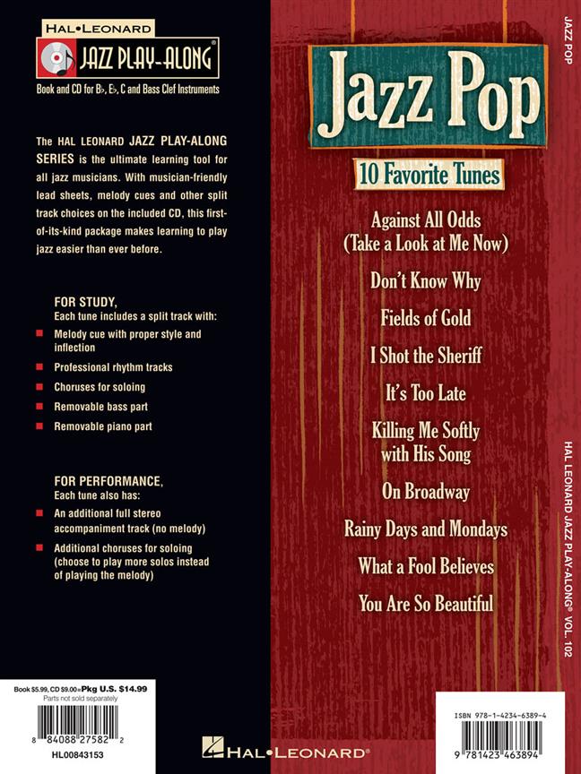 Jazz Pop - Jazz Play-Along Volume 102 - noty pro trubku, housle, flétnu