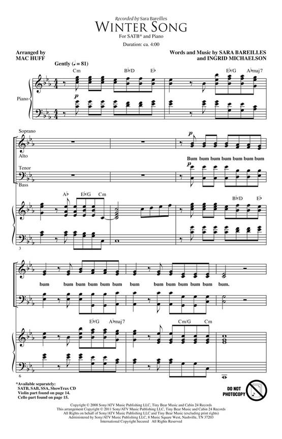 Winter Song - pro sbor SATB