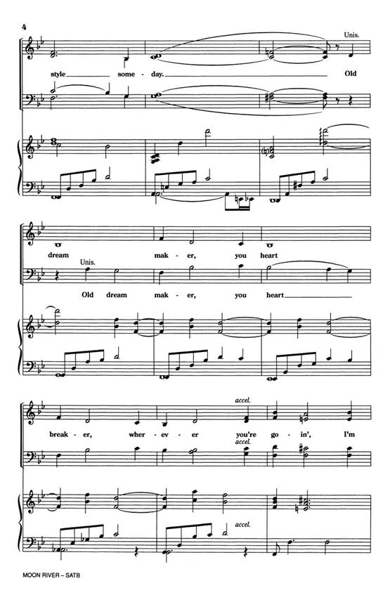 Moon River (SATB) noty pro sbor SATB a klavír