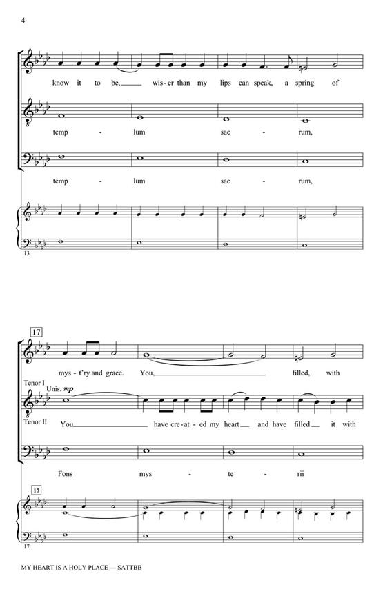 My Heart Is A Holy Place - SATTBB A Cappella noty pro sbor SATB