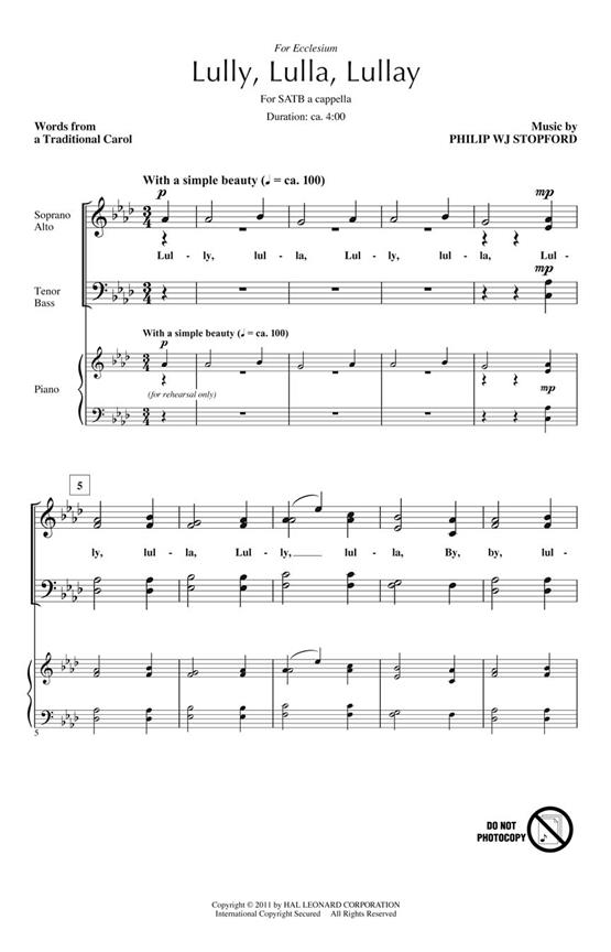 Lully, Lulla, Lullay - SATB Solo noty pro sbor SATB