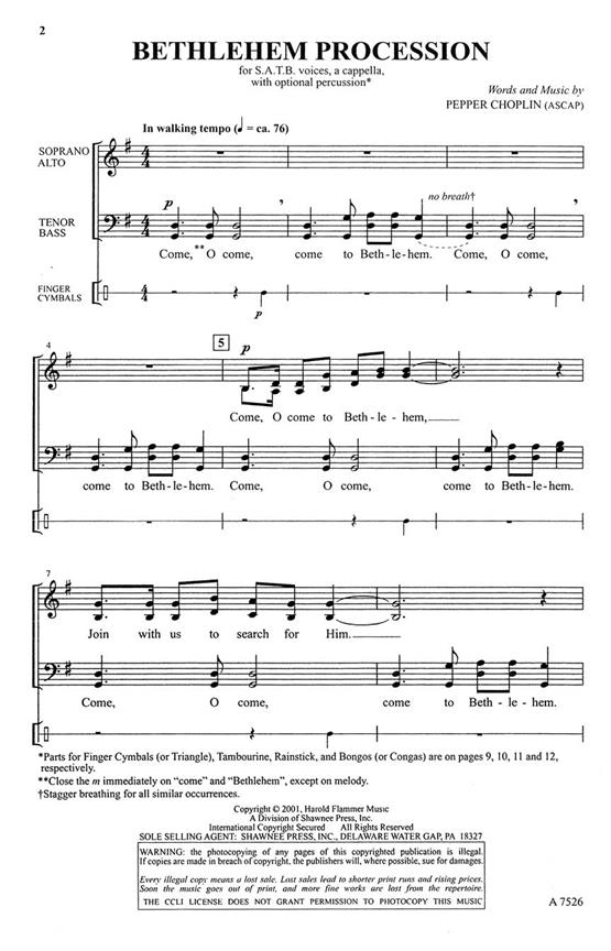 Bethlehem Procession - pro sbor SATB a Cappella