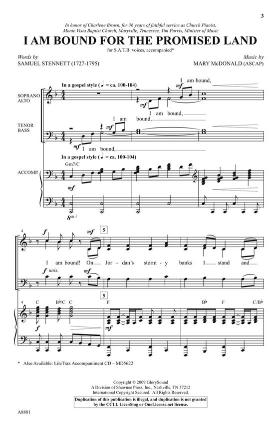 I Am Bound for the Promised Land - pro sbor SATB