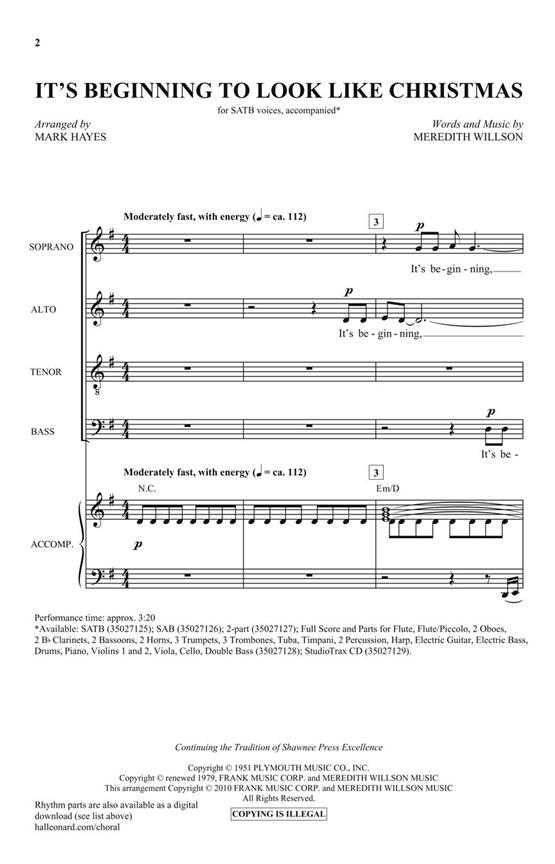 It's Beginning to Look Like Christmas - pro sbor SATB