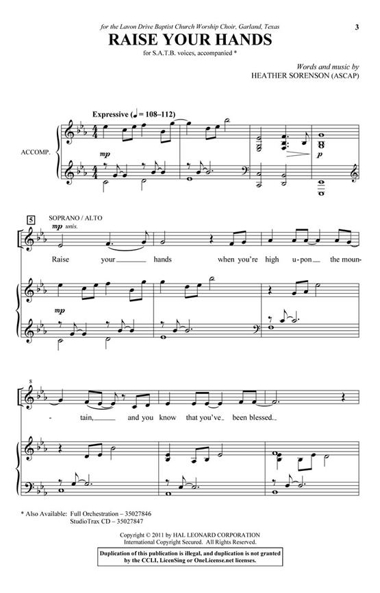 Raise Your Hands - pro sbor SATB