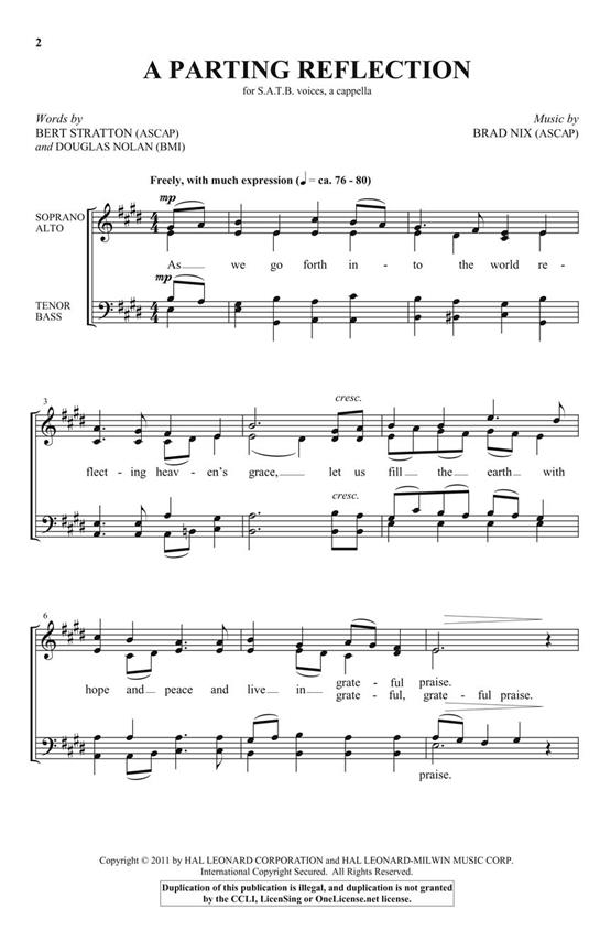 A Parting Reflection - pro sbor SATB a Cappella