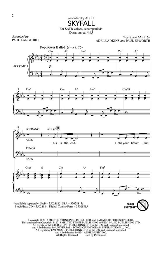 Skyfall (SATB) - pro sbor SATB