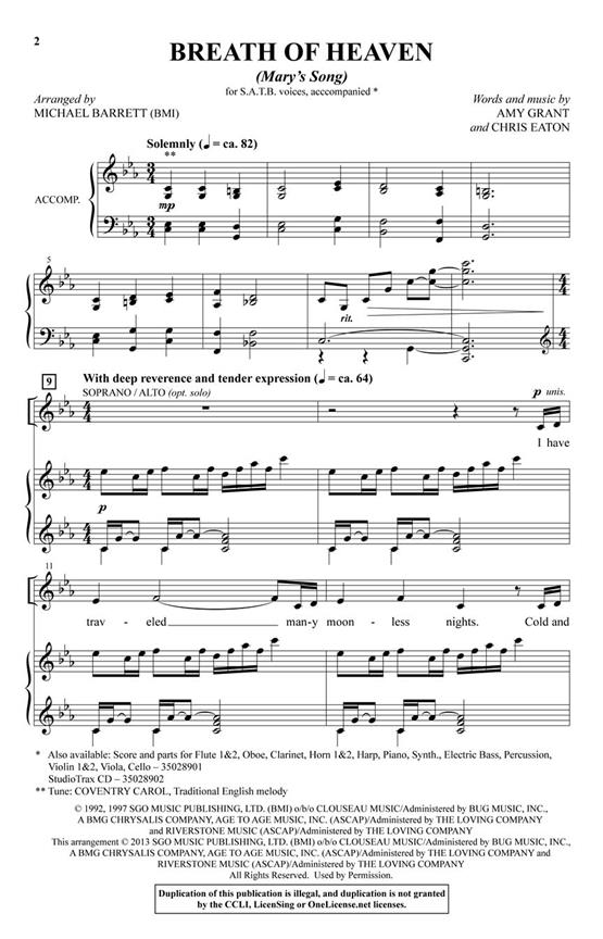 Breath of Heaven - from All Is Well - pro sbor SATB