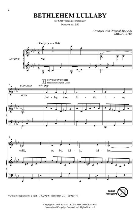 Bethlehem Lullaby - pro sbor SATB pro sbor SAB