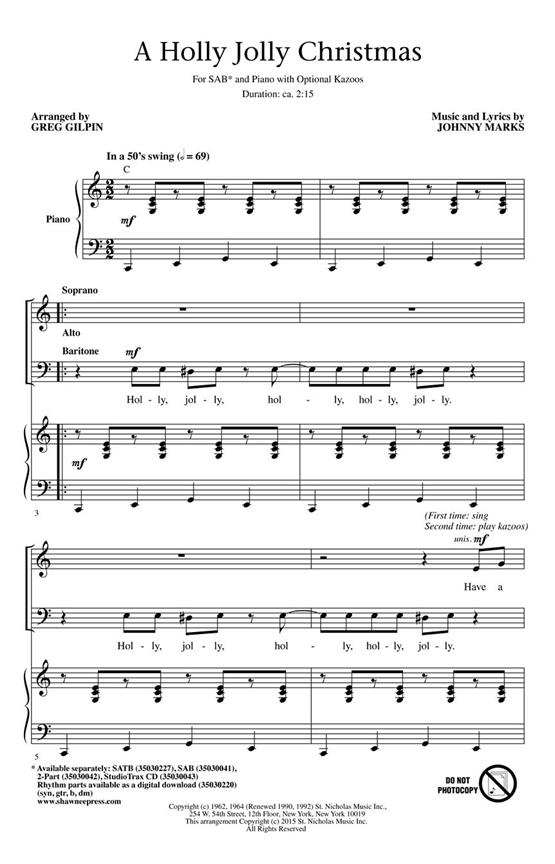 A Holly Jolly Christmas - pro sbor SATB pro sbor SAB