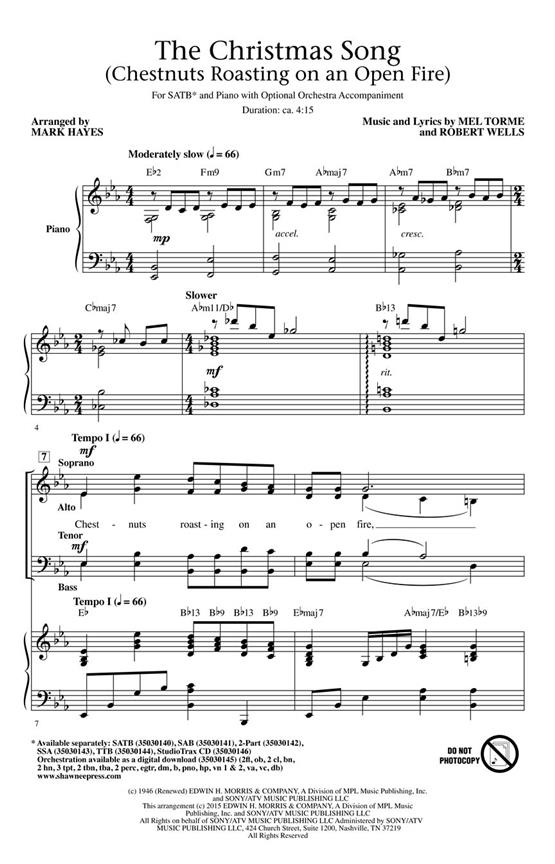 The Christmas Song - (Chestnuts Roasting on an Open Fire) - pro sbor SATB