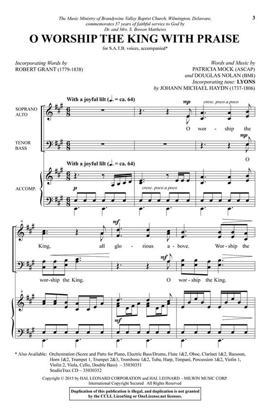 O Worship the King with Praise - pro sbor SATB