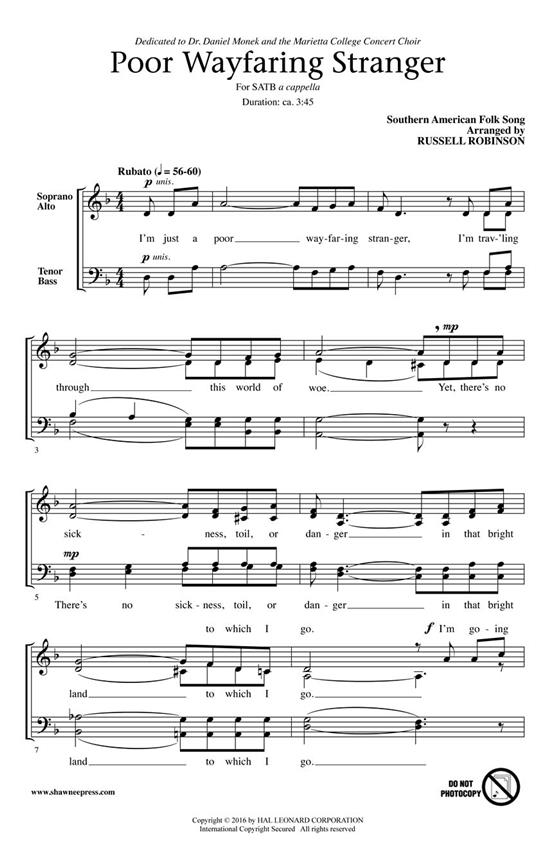 Poor Wayfaring Stranger - pro sbor SATB a Cappella