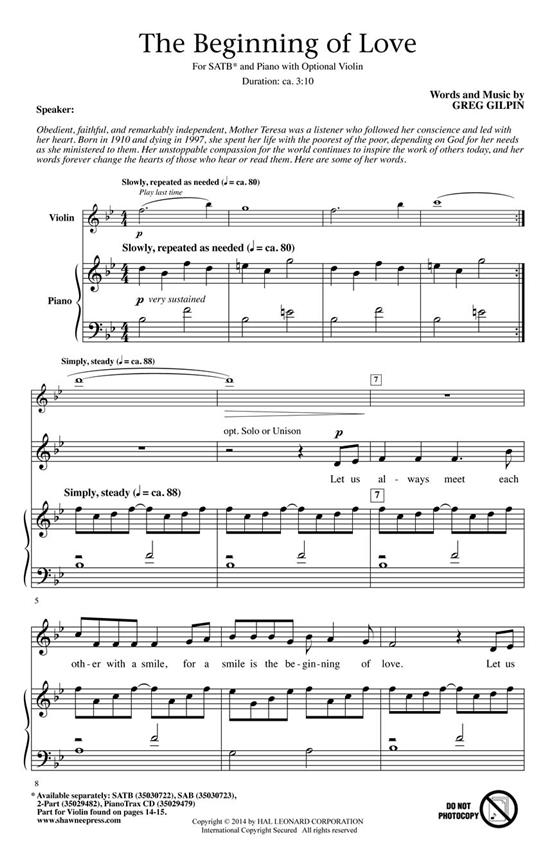 The Beginning Of Love - pro sbor SATB