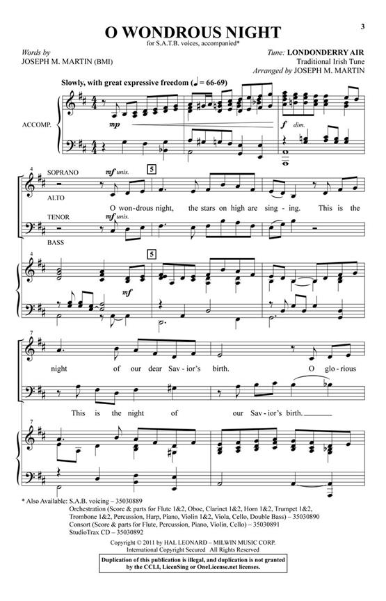 O Wondrous Night - pro sbor SATB