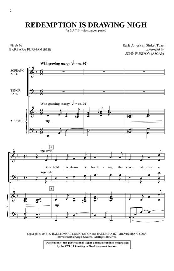 Redemption Is Drawing Nigh - pro sbor SATB