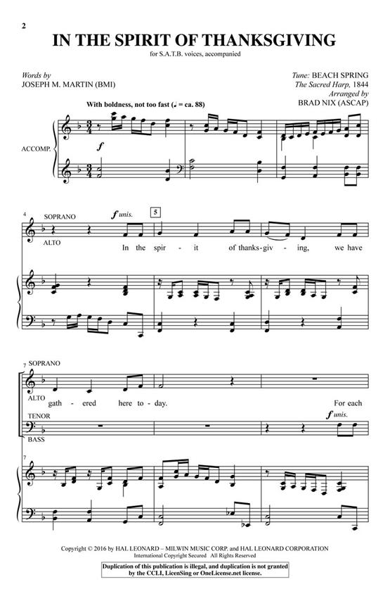 In the Spirit of Thanksgiving - pro sbor SATB