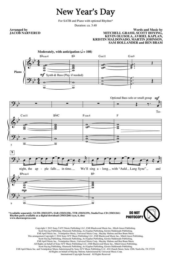 New Year's Day - pro sbor SATB