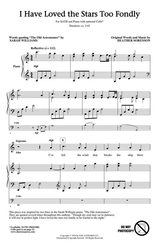 I Have Loved the Stars Too Fondly - pro sbor SATB