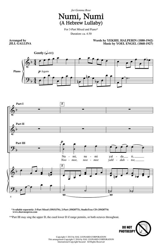 Numi, Numi - pro sbor SATB