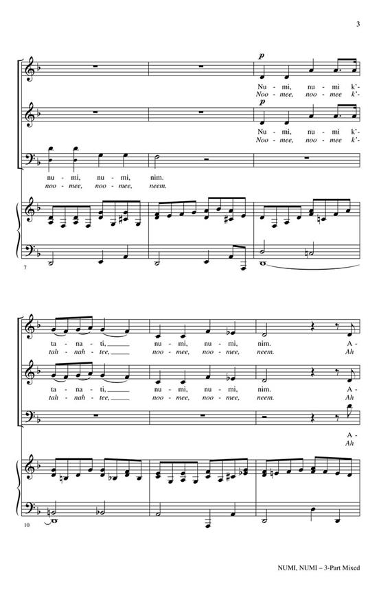 Numi, Numi - pro sbor SATB