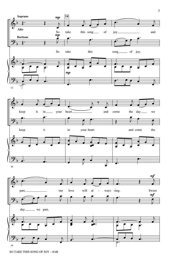 So Take This Song of Joy - pro sbor SATB