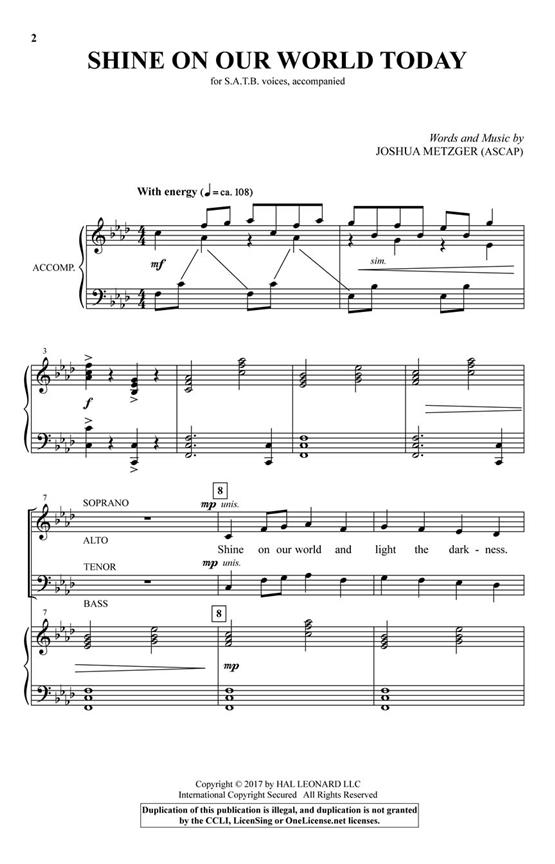 Shine on Our World Today - pro sbor SATB