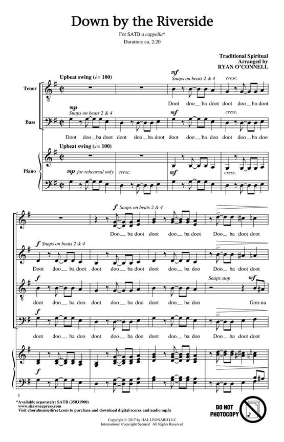 Down by the Riverside - pro sbor SATB a Cappella