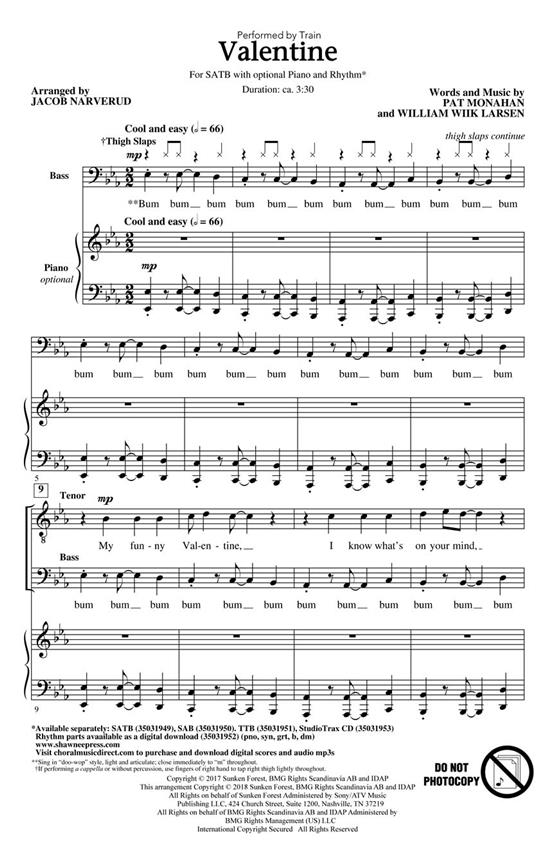 Valentine - pro sbor SATB