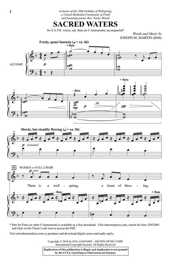 Sacred Waters - noty pro sbor SATB