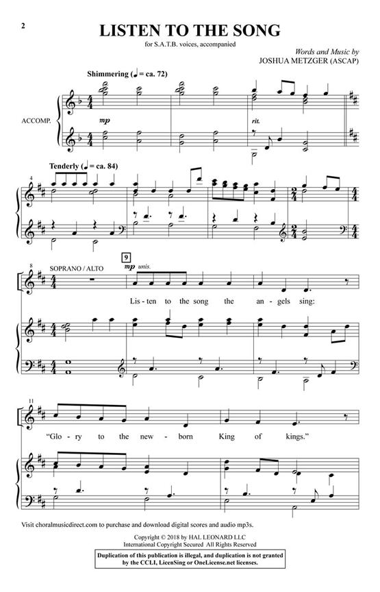 Listen to the Song - pro sbor SATB