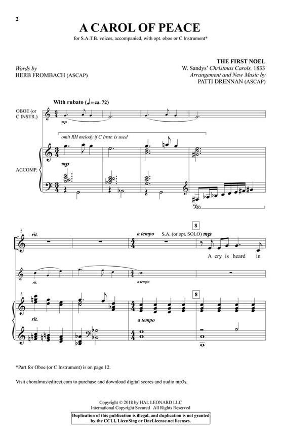 A Carol of Peace - noty pro sbor SATB