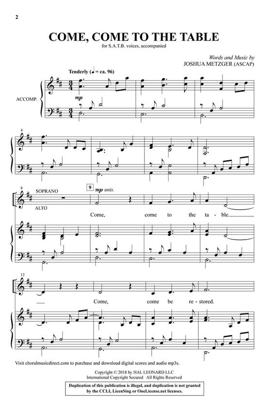 Come, Come to the Table - pro sbor SATB