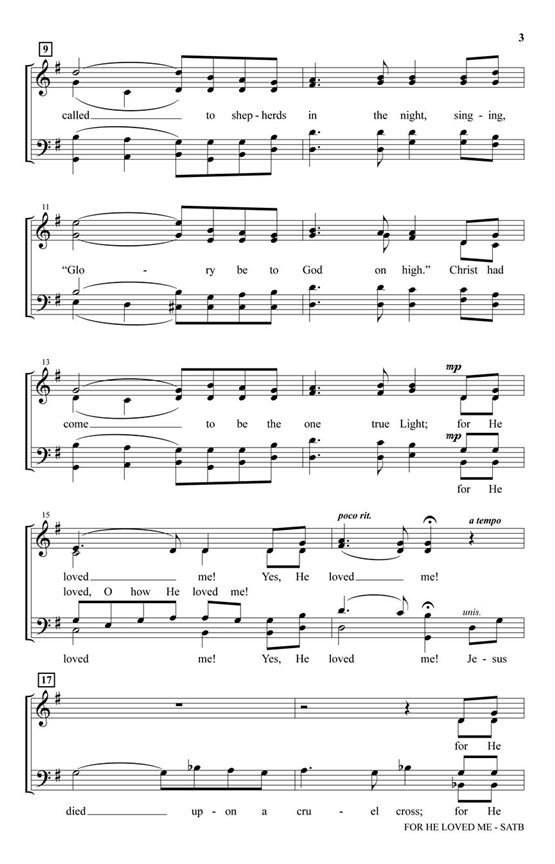 For He Loved Me - pro sbor SATB a Cappella