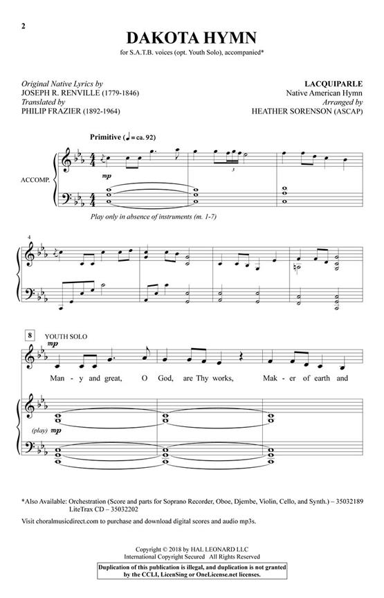 Dakota Hymn - pro sbor SATB