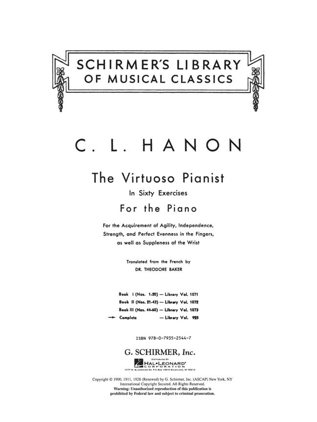 Hanon: The Virtuoso Pianist - Complete - in 60 Exercises for the Piano - učebnice na klavír