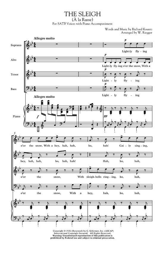 The Sleigh (A La Russe) - SATB noty pro sbor SATB