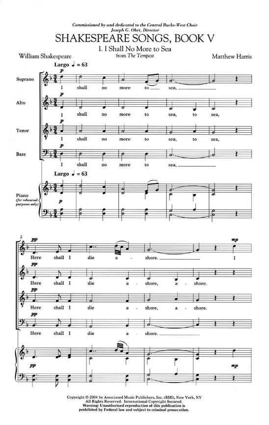 Shakespeare Songs, Book 5 SATB A Cappella