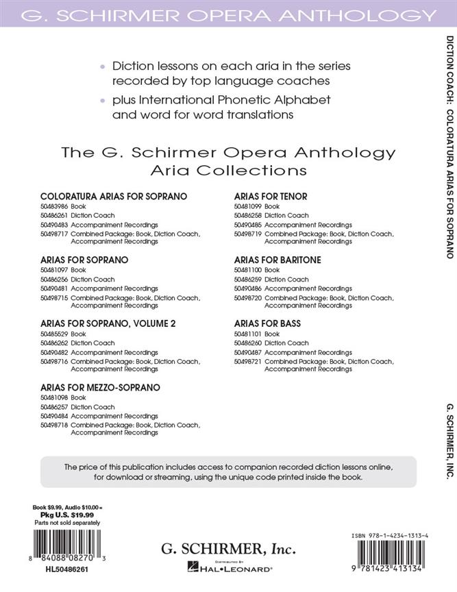 Diction Coach - G. Schirmer Opera Anthology - Coloratura Arias for Soprano - arie pro zpěv