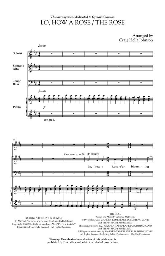 Lo, How a Rose/The Rose noty pro sbor SATB