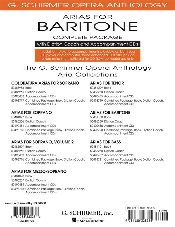 Arias For Baritone - Complete Package - bariton a klavír